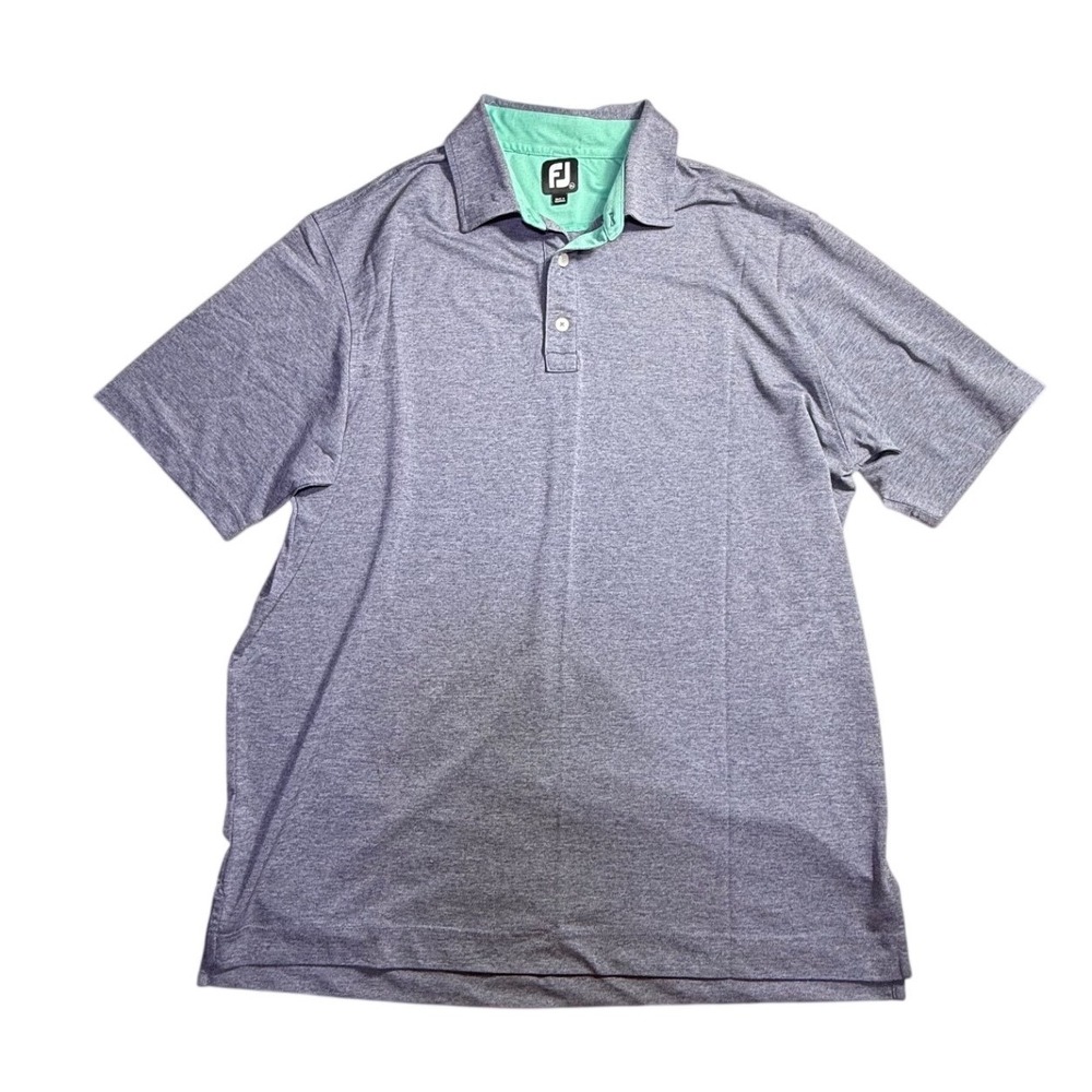 FootJoy Mens XL Heather Purple Performance Golf Polo Shirt Mint Green Trim‎ FJ